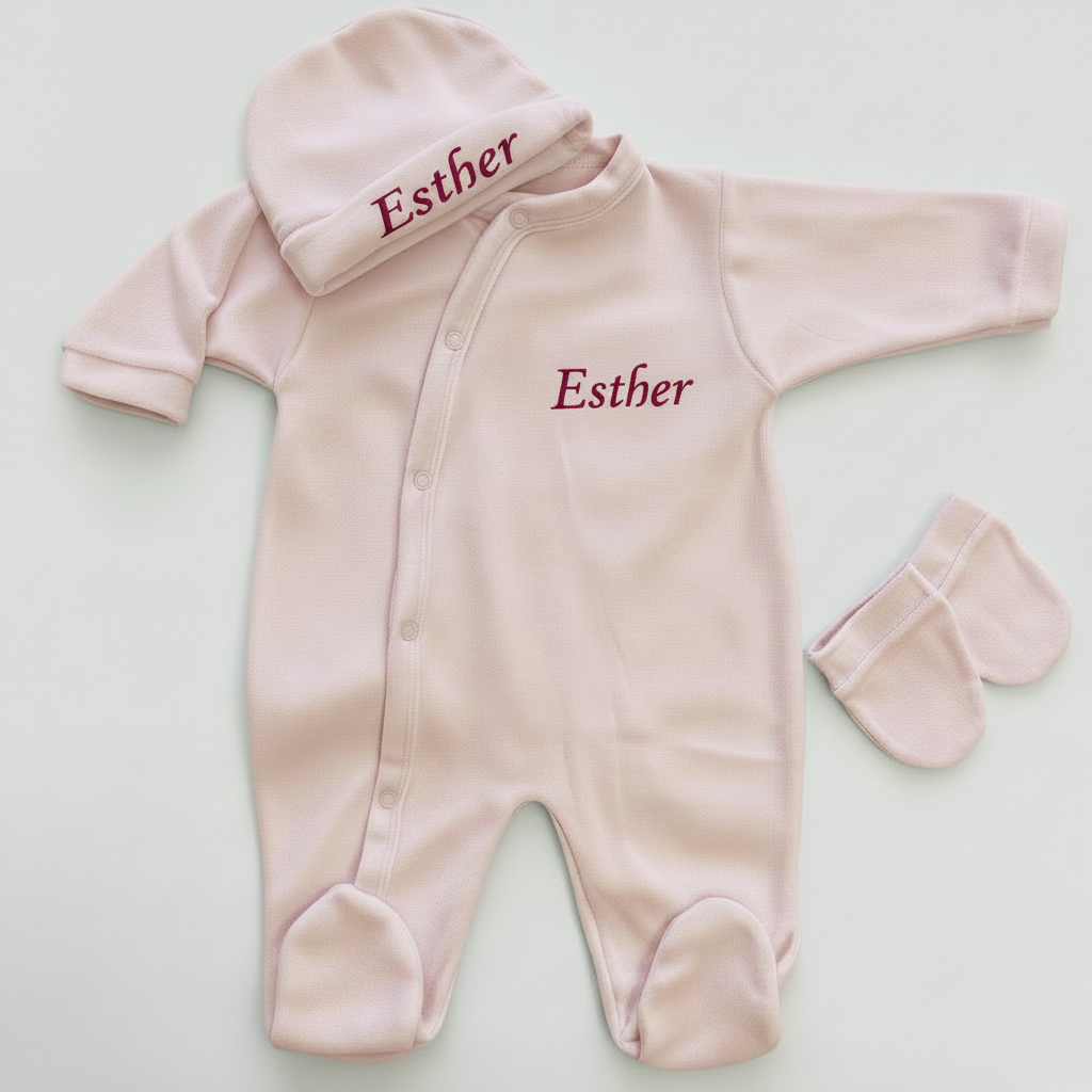 Ensemble uni 3 pièces brodé