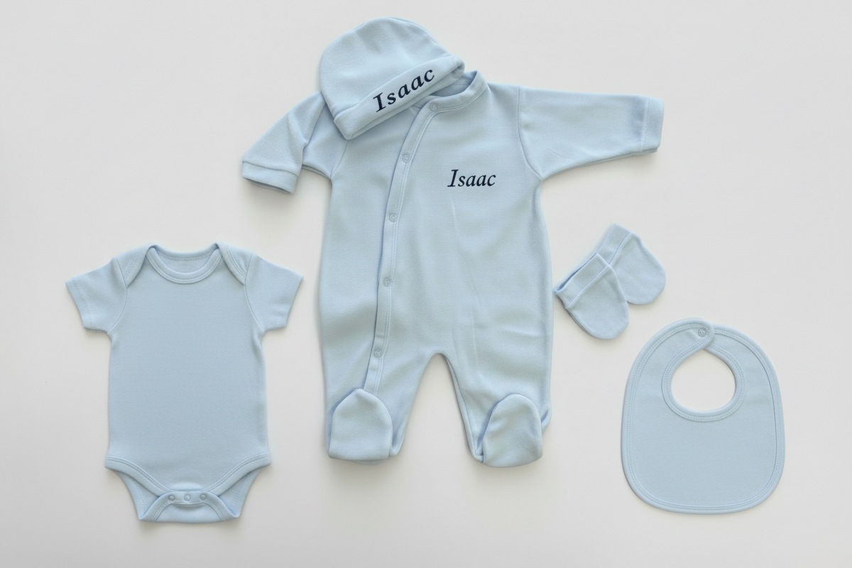 Ensemble uni 5 pièces brodé