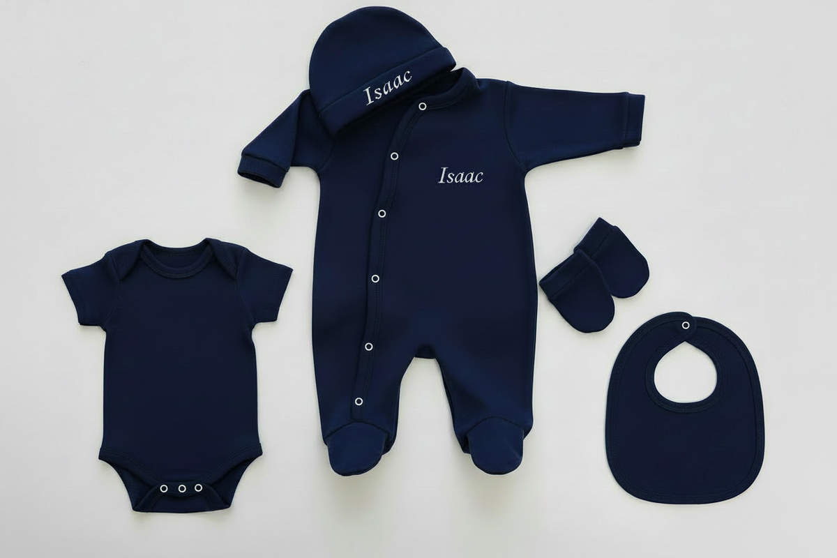 Ensemble uni 5 pièces brodé